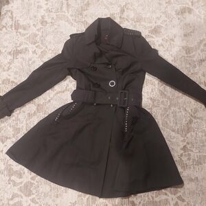 Miss Sixty Black Double Breasted Trench Coat Y2K